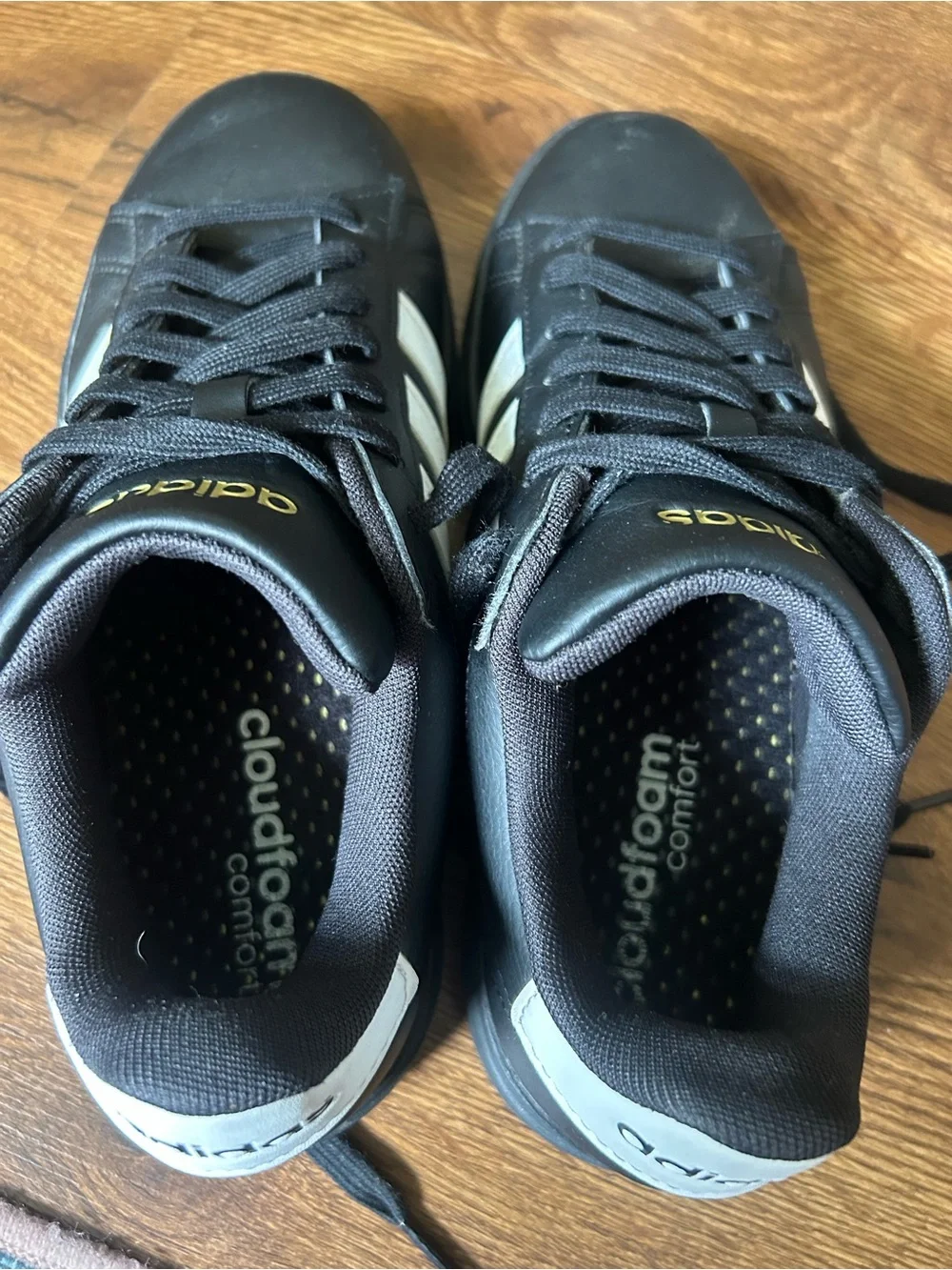 adidas Black Sneakers with White Stripes